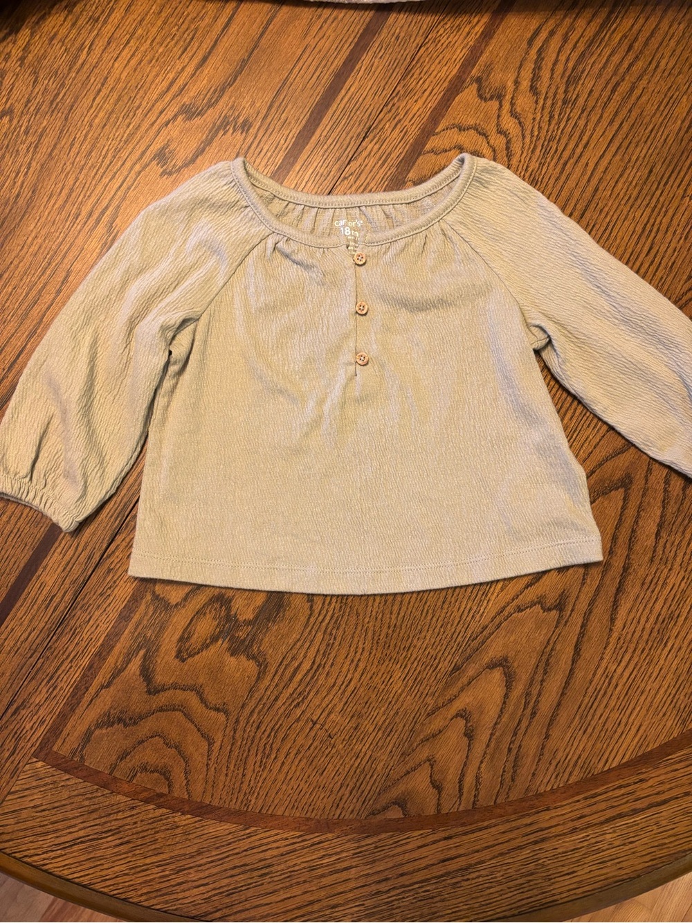 Girls' Long-Sleeve Henley Top in Light green